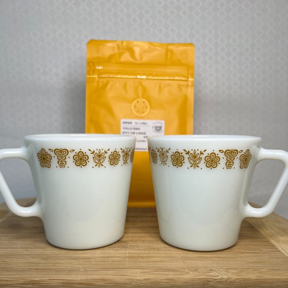 Pyrex milk glass coffee cups - set of 2